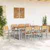 Kert étkező szett 9 pcs Szürke és barna 200 x 90 x 75 cm