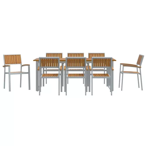 Kert étkező szett 9 pcs Szürke és barna 200 x 90 x 75 cm