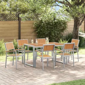 Kert étkező szett 7 pcs Szürke és barna 140 x 80 x 75 cm