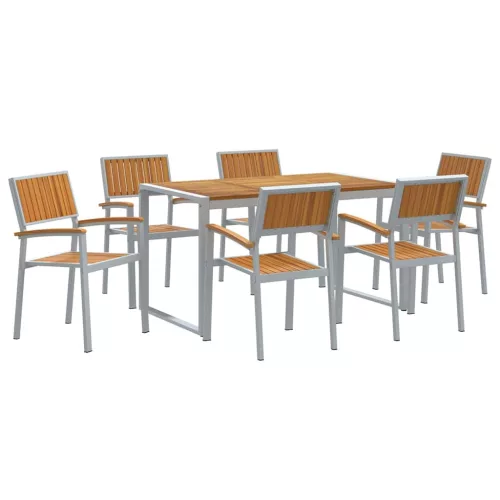 Kert étkező szett 7 pcs Szürke és barna 140 x 80 x 75 cm