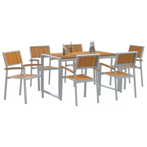 Kert étkező szett 7 pcs Szürke és barna 140 x 80 x 75 cm