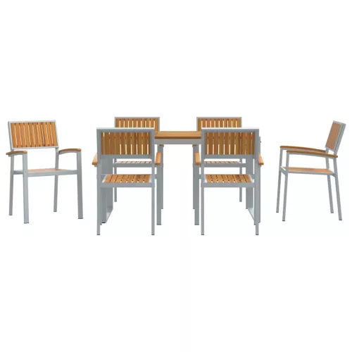 Kert étkező szett 7 pcs Szürke és barna 140 x 80 x 75 cm