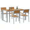 Kert étkező szett 5 pcs Szürke és barna 160 x 80 x 75 cm