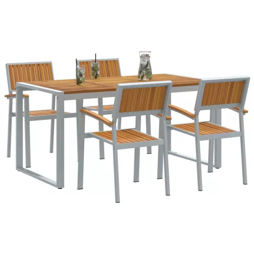 Kert étkező szett 5 pcs Szürke és barna 160 x 80 x 75 cm