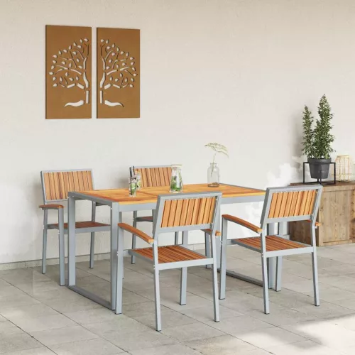 Kert étkező szett 5 pcs Szürke és barna 160 x 80 x 75 cm