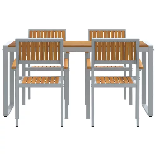 Kert étkező szett 5 pcs Szürke és barna 160 x 80 x 75 cm