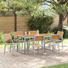 Kert étkező szett 7 pcs Szürke és barna 160 x 80 x 75 cm