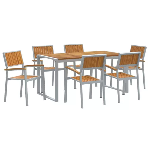Kert étkező szett 7 pcs Szürke és barna 160 x 80 x 75 cm