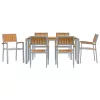 Kert étkező szett 7 pcs Szürke és barna 160 x 80 x 75 cm