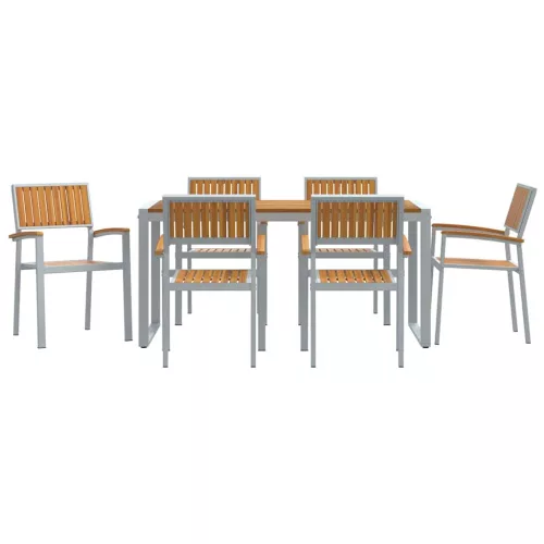 Kert étkező szett 7 pcs Szürke és barna 160 x 80 x 75 cm