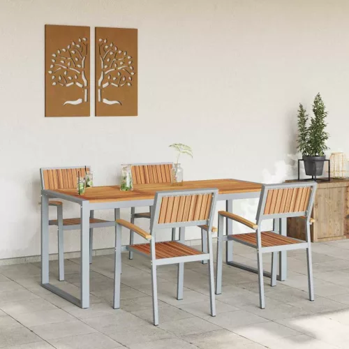Kert étkező szett 5 pcs Szürke és barna 180 x 90 x 75 cm