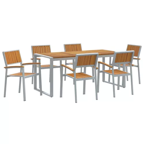Kert étkező szett 7 pcs Szürke és barna 180 x 90 x 75 cm