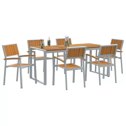 Kert étkező szett 7 pcs Szürke és barna 180 x 90 x 75 cm