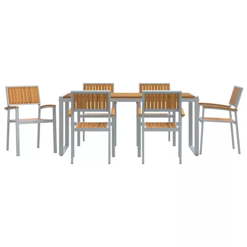 Kert étkező szett 7 pcs Szürke és barna 180 x 90 x 75 cm