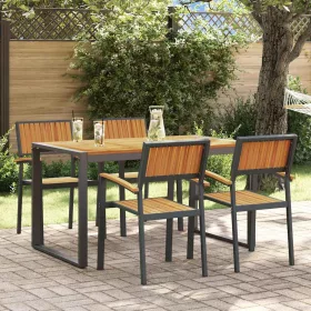 Kert étkező szett 5 pcs Fekete és barna 140 x 80 x 75 cm
