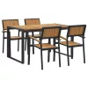 Kert étkező szett 5 pcs Fekete és barna 140 x 80 x 75 cm
