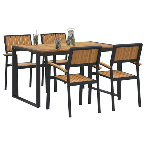 Kert étkező szett 5 pcs Fekete és barna 140 x 80 x 75 cm