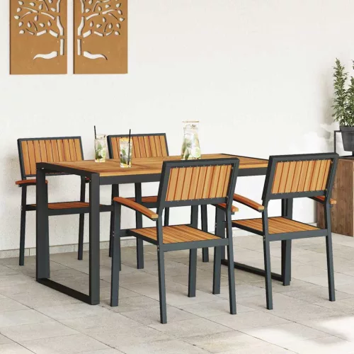 Kert étkező szett 5 pcs Fekete és barna 140 x 80 x 75 cm