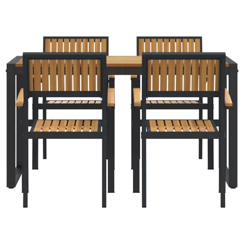 Kert étkező szett 5 pcs Fekete és barna 140 x 80 x 75 cm
