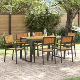 Kert étkező szett 7 pcs Fekete és barna 140 x 80 x 75 cm