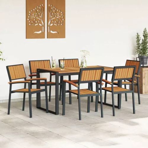 Kert étkező szett 7 pcs Fekete és barna 140 x 80 x 75 cm