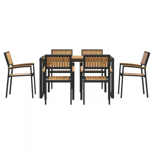 Kert étkező szett 7 pcs Fekete és barna 140 x 80 x 75 cm