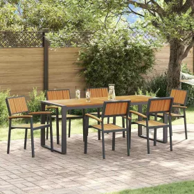 Kert étkező szett 7 pcs Fekete és barna 200 x 90 x 75 cm