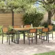 Kert étkező szett 7 pcs Fekete és barna 200 x 90 x 75 cm