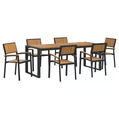 Kert étkező szett 7 pcs Fekete és barna 200 x 90 x 75 cm