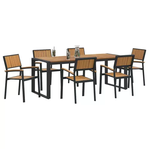 Kert étkező szett 7 pcs Fekete és barna 200 x 90 x 75 cm