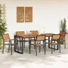 Kert étkező szett 7 pcs Fekete és barna 200 x 90 x 75 cm