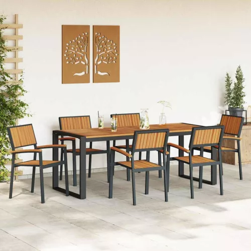 Kert étkező szett 7 pcs Fekete és barna 200 x 90 x 75 cm