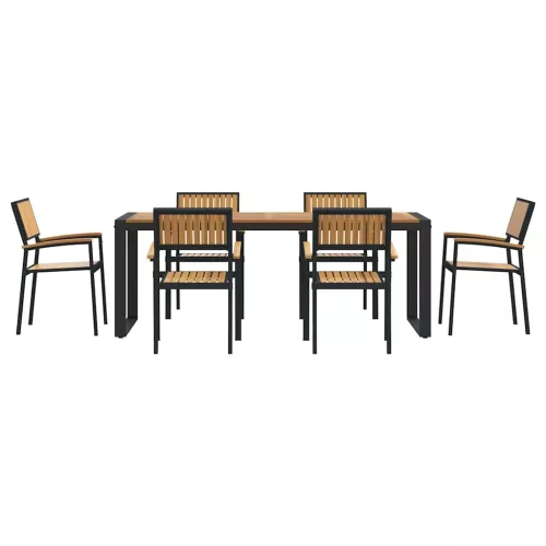 Kert étkező szett 7 pcs Fekete és barna 200 x 90 x 75 cm