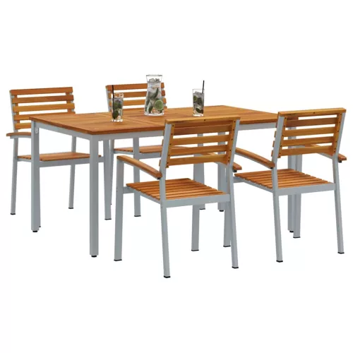 Kert étkező szett 5 pcs Szürke és barna 150 x 90 x 75 cm