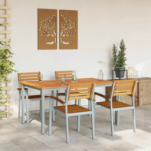 Kert étkező szett 5 pcs Szürke és barna 150 x 90 x 75 cm