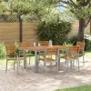 Kert étkező szett 7 pcs Szürke és barna 150 x 90 x 75 cm