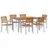 Kert étkező szett 7 pcs Szürke és barna 150 x 90 x 75 cm