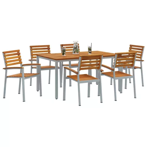Kert étkező szett 7 pcs Szürke és barna 150 x 90 x 75 cm