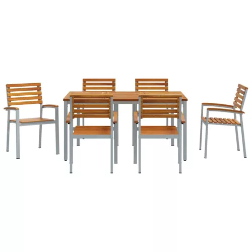 Kert étkező szett 7 pcs Szürke és barna 150 x 90 x 75 cm