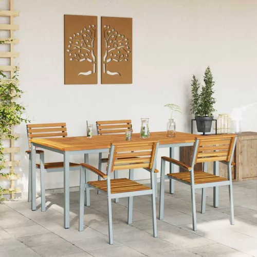 Kert étkező szett 5 pcs Szürke és barna 180 x 90 x 75 cm