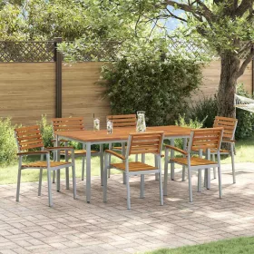 Kert étkező szett 7 pcs Szürke és barna 180 x 90 x 75 cm