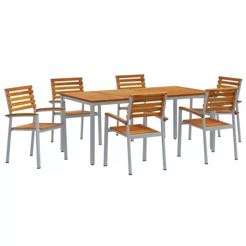 Kert étkező szett 7 pcs Szürke és barna 180 x 90 x 75 cm