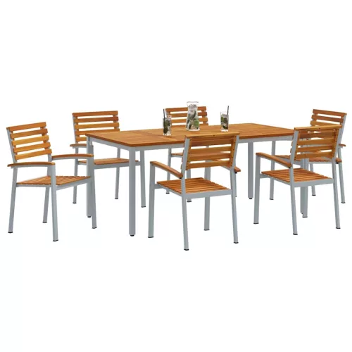 Kert étkező szett 7 pcs Szürke és barna 180 x 90 x 75 cm