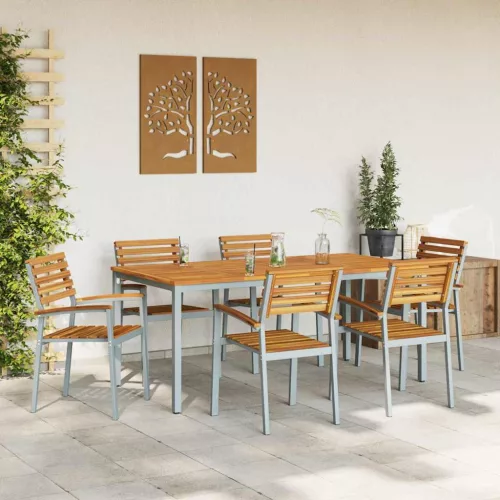 Kert étkező szett 7 pcs Szürke és barna 180 x 90 x 75 cm