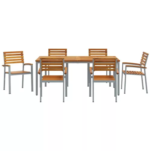 Kert étkező szett 7 pcs Szürke és barna 180 x 90 x 75 cm