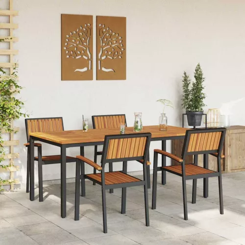 Kert étkező szett 5 pcs Fekete és barna 180 x 90 x 75 cm