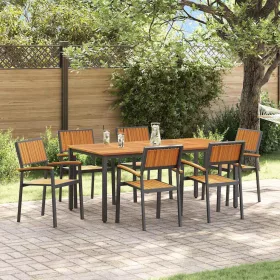 Kert étkező szett 7 pcs Fekete és barna 180 x 90 x 75 cm