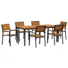 Kert étkező szett 7 pcs Fekete és barna 180 x 90 x 75 cm