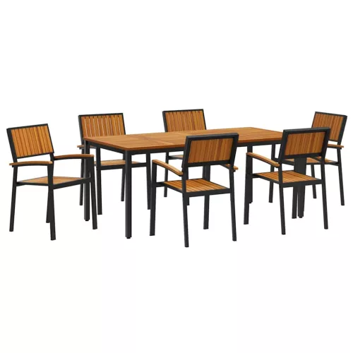 Kert étkező szett 7 pcs Fekete és barna 180 x 90 x 75 cm