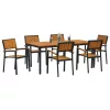 Kert étkező szett 7 pcs Fekete és barna 180 x 90 x 75 cm